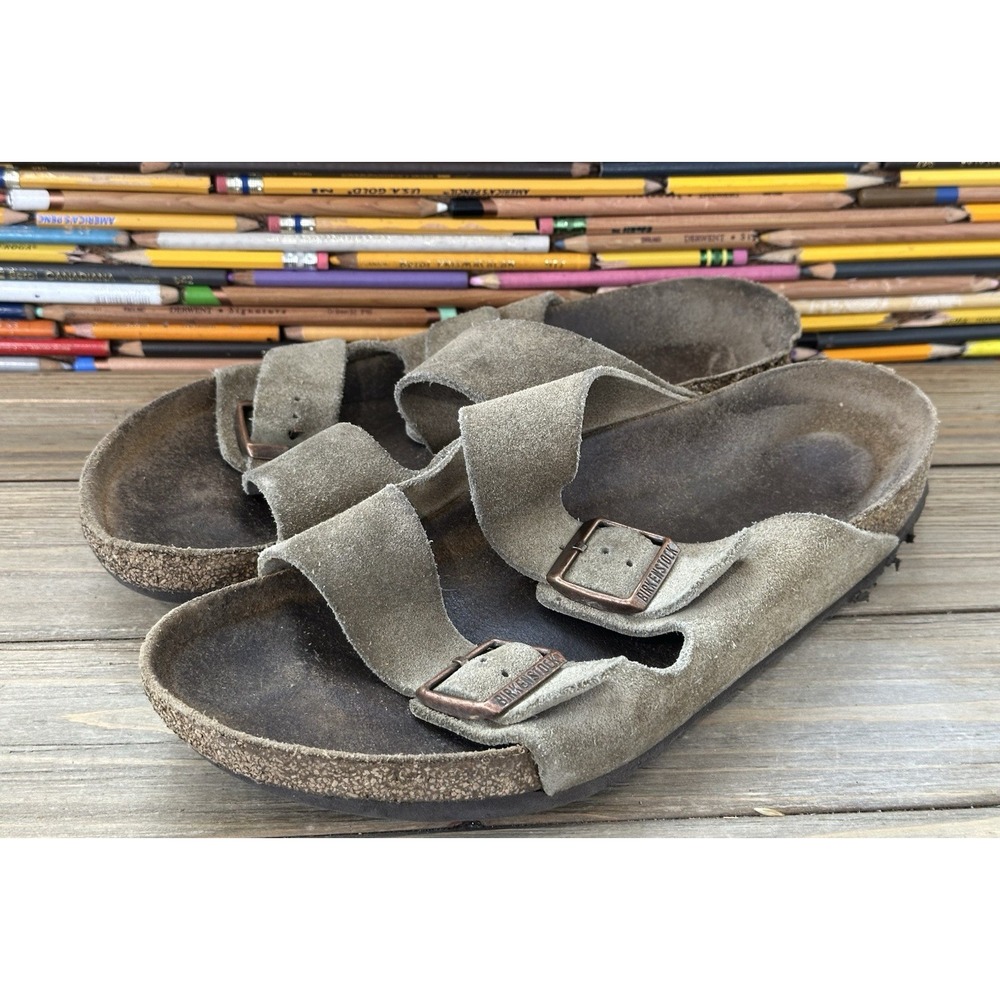 Birkenstock Tan Classic Sandals Slides Suede Hippie Grunge Men's 11 / 45